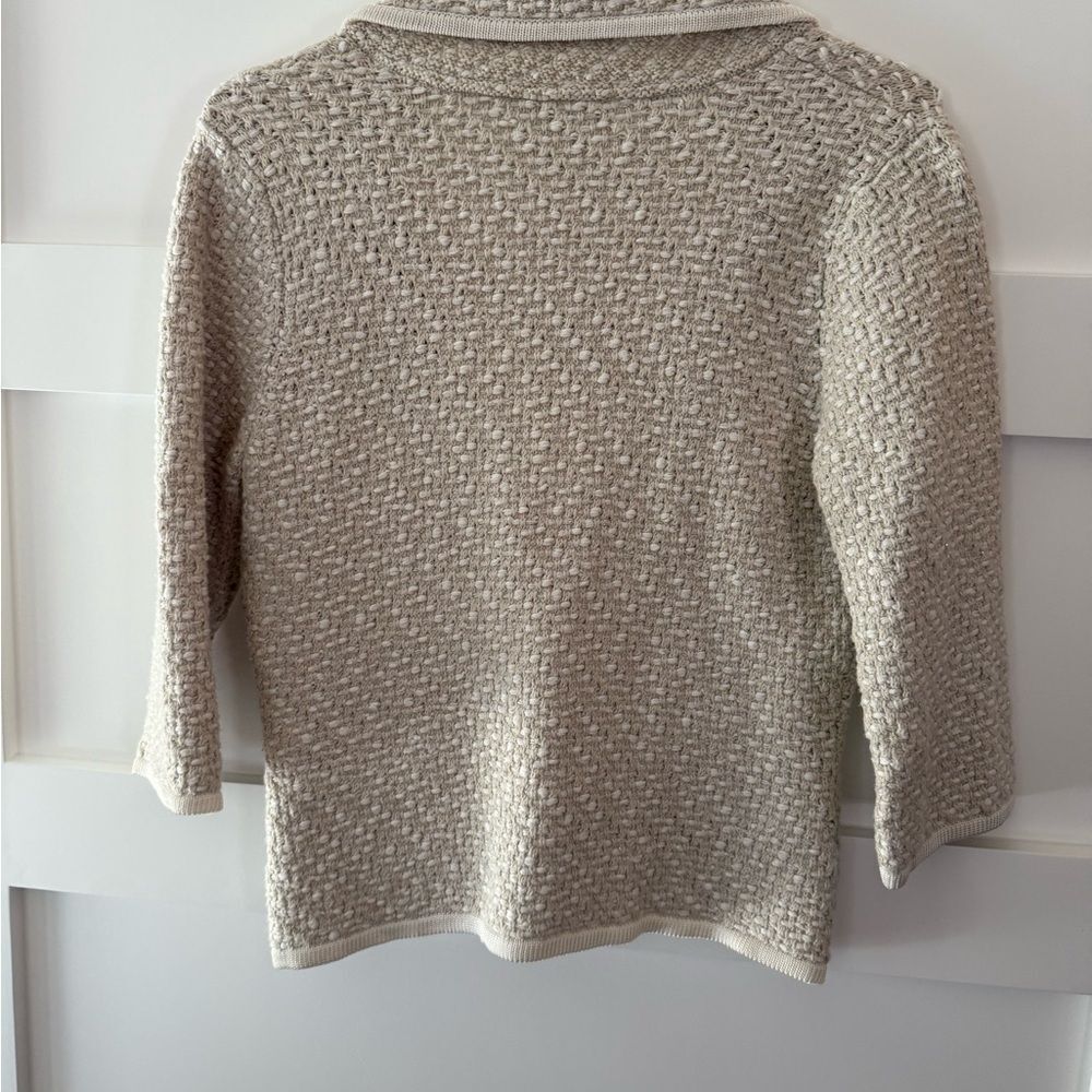 White House Black Market Textured Cream Cardigan with Pockets size L - Picture 5 of 9
